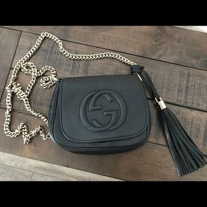 Gucci soho leather chain crossbody bag, black